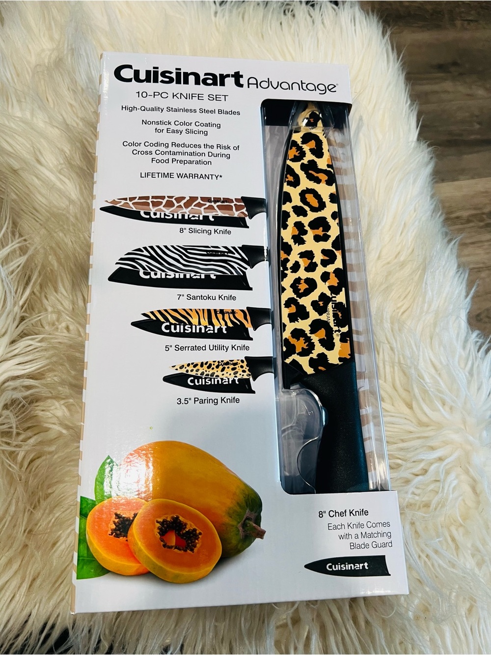 Cuisinart Leopard Print 10-Piece Knife Set - Black Handle